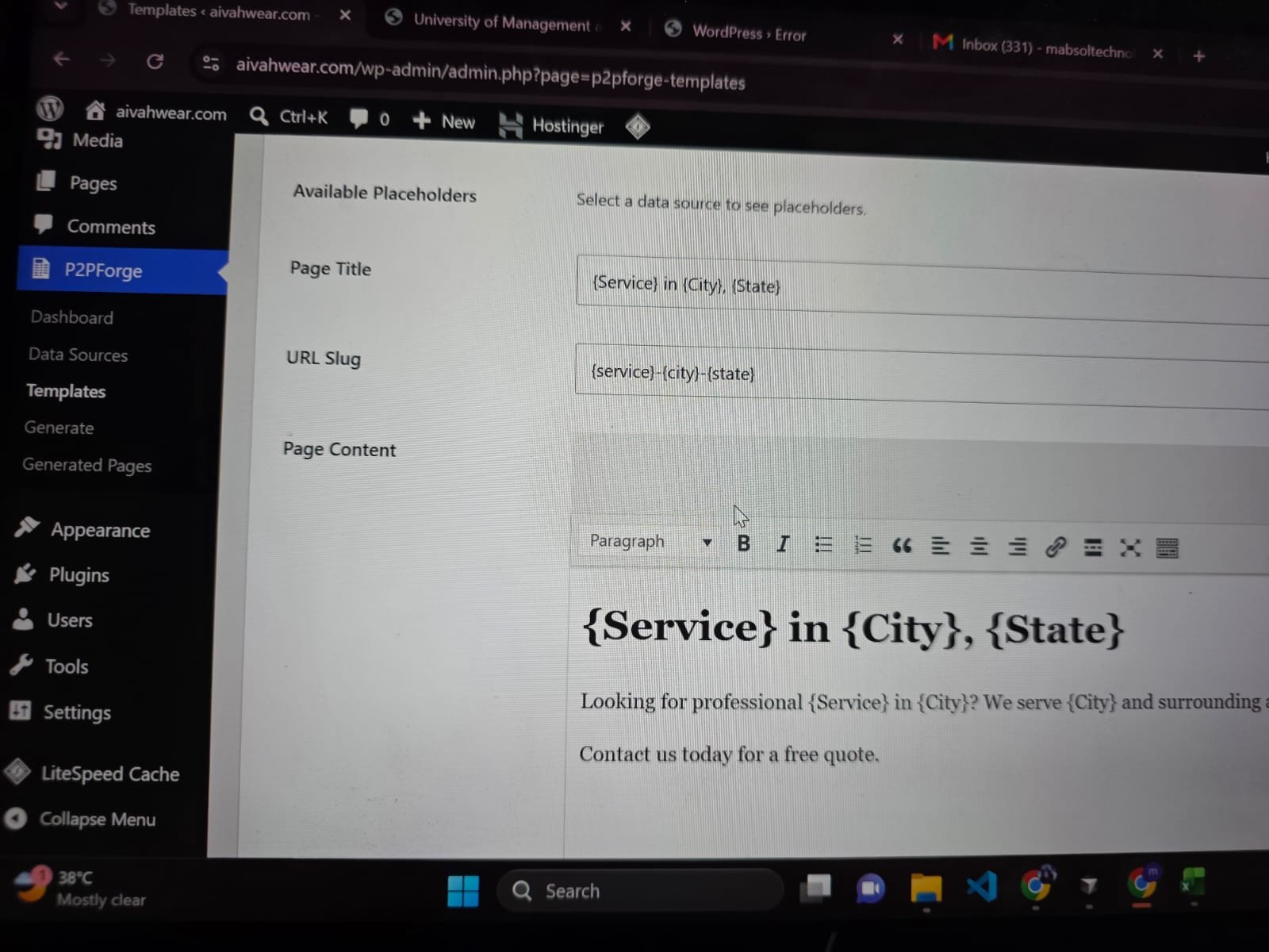 Job queue showing pages being published